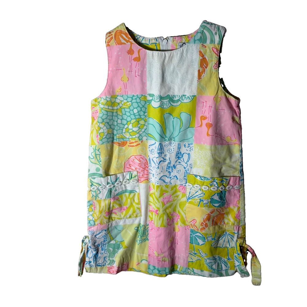 Lilly Pultizer Dress Girl's 4 Colorful Linen Cotton Casual Patchwork Mini